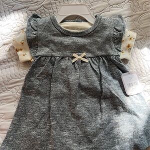 Gray Kids Dress with Bow Accent